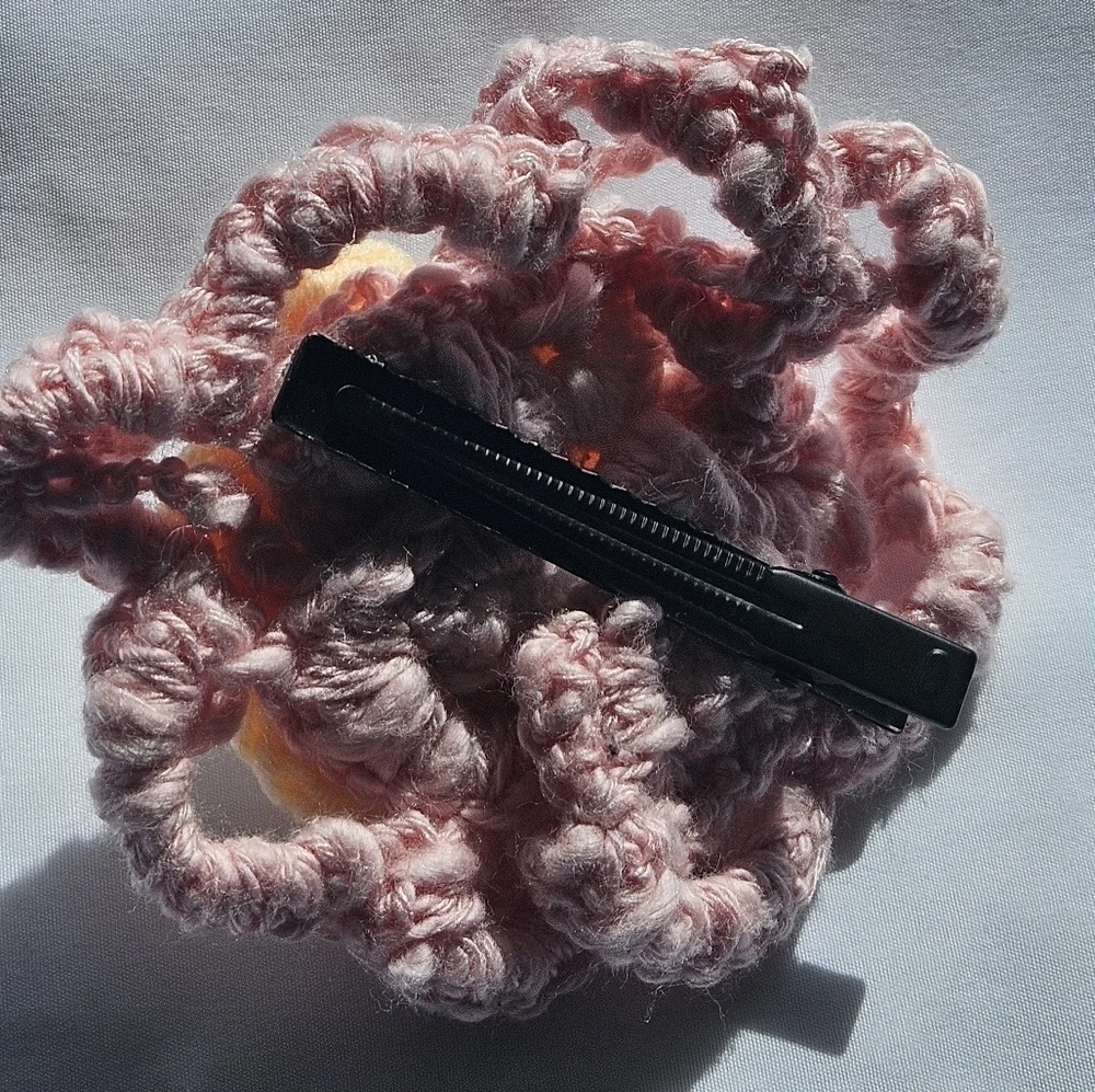 Hand Crafted Hair Pink Crochet 4